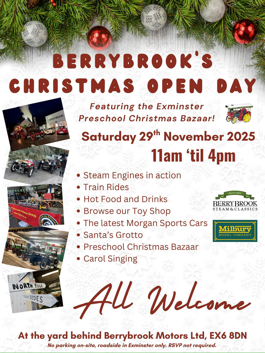 Join us at the Berrybrook Steam & Classics Christmas Open Day on Satuday 29th November 2025