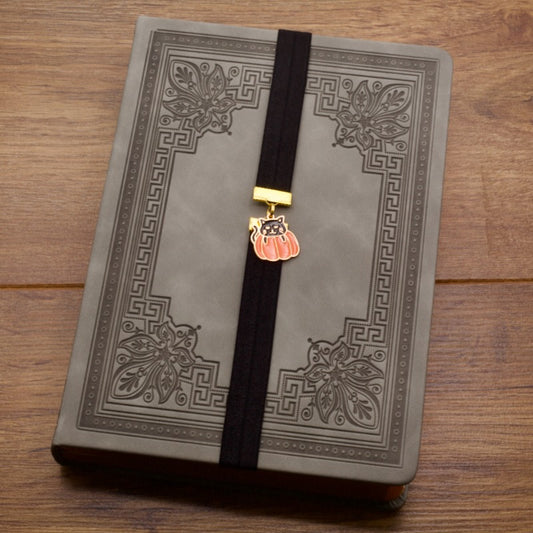 Halloween Black Cat In A Pumpkin Elastic Bookmark